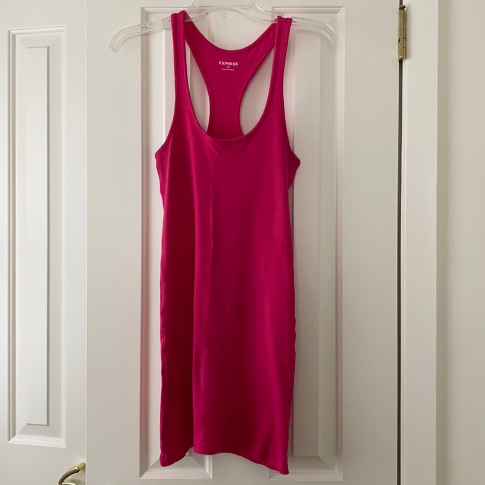 Express-ribbed tank dress. Color deep pink,size XS .good condition
